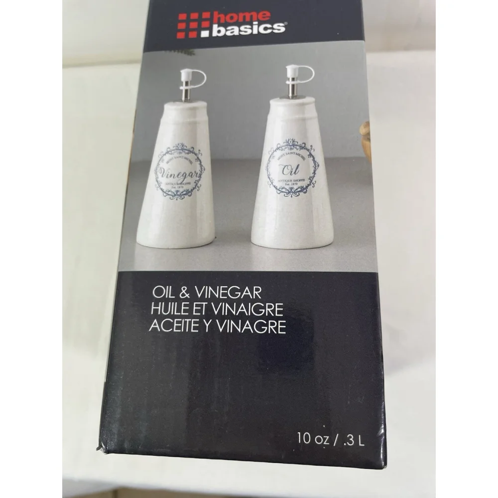 Home Basics 2-pc 10 Oz Oil & Vinegar Ceramic Set Mont Saint Michel